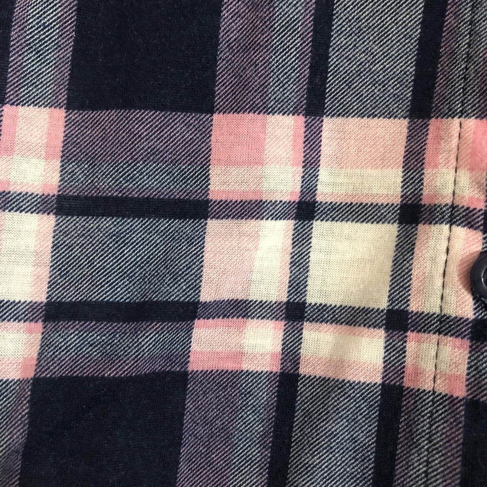 Plaid button up 3/4 sleeve top